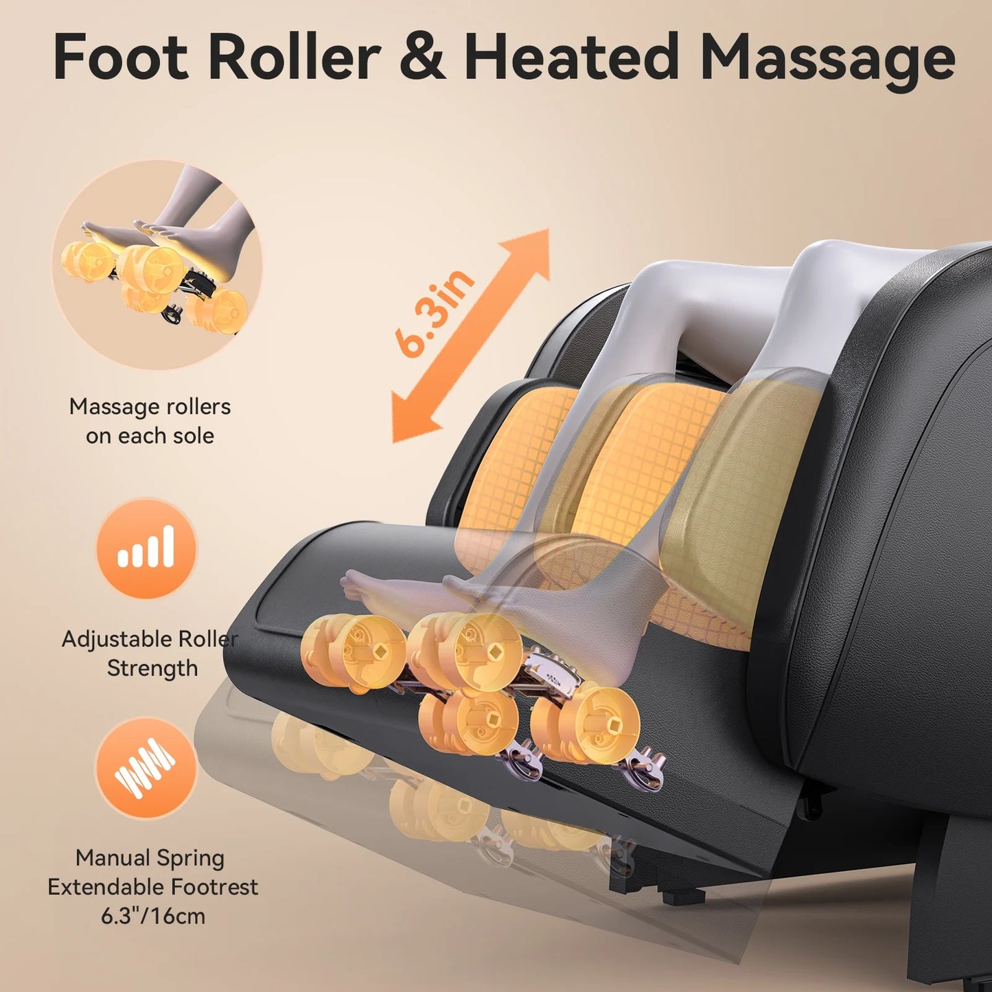 4D Massage Chair Full Body, Zero Gravity Massage Chair with Heat and Foot Massage with Airbags, Kneading, Bluetooth, LCD Touch Control - Black