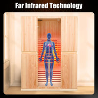 Infrared Home Sauna Room for 2 Persons Sauna Spa Room Hemlock Wood Infrared Sauna Cabin Dry Sauna with Full Spectrum Radiator, LED Light, Bluetooth, MP3, USB (2 Person Sauna Room)