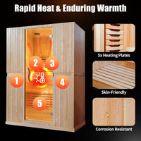 Infrared Home Sauna Room for 2 Persons Sauna Spa Room Hemlock Wood Infrared Sauna Cabin Dry Sauna with Full Spectrum Radiator, LED Light, Bluetooth, MP3, USB (2 Person Sauna Room)