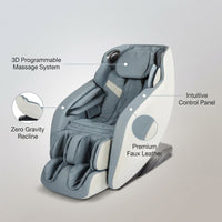 Blue Faux Leather Zero Gravity Recliner 3D Programmable Massage Chair — infographic