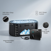 Cold Plunge Tub, 248 Gallon, 1 Horsepower, Heavy-Duty Ice Bath Tub for Athletes with Hot & Cold, Portable Inflatable Plunge Chiller with Water Treatment Kit, Immersion Therapy, Wifi (Black, 1 Set) — infographic