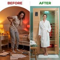 Infrared Home Sauna Room for 2 Persons Sauna Spa Room Hemlock Wood Infrared Sauna Cabin Dry Sauna with Full Spectrum Radiator, LED Light, Bluetooth, MP3, USB (2 Person Sauna Room) — Before & After
