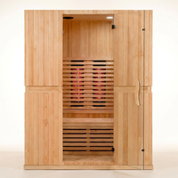 Infrared Home Sauna Room for 2 Persons Sauna Spa Room Hemlock Wood Infrared Sauna Cabin Dry Sauna with Full Spectrum Radiator, LED Light, Bluetooth, MP3, USB (2 Person Sauna Room) — Studio Shot