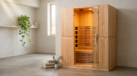 Infrared Home Sauna Room for 2 Persons Sauna Spa Room Hemlock Wood Infrared Sauna Cabin Dry Sauna with Full Spectrum Radiator, LED Light, Bluetooth, MP3, USB (2 Person Sauna Room) — Lifestyle