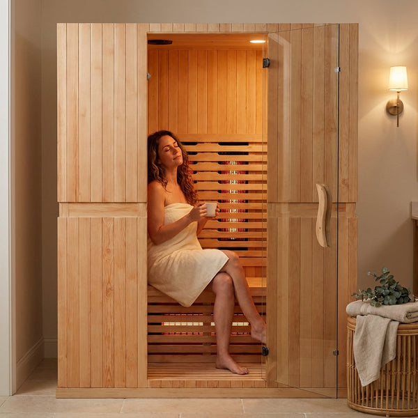 Infrared Home Sauna Designed for Daily Recovery, Hemlock Wood Construction, Full Spectrum Heating, 2 Person