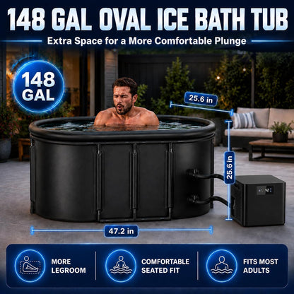 Ice Bath Chiller & Cold Plunge Tub Bundle, 1/3HP Cold Plunge Chiller with Built-In Pump & Filter, 148Gal Insulated Ice Bath Tub for Cold Therapy, Recovery, Muscle Relaxation & Wellness at Home