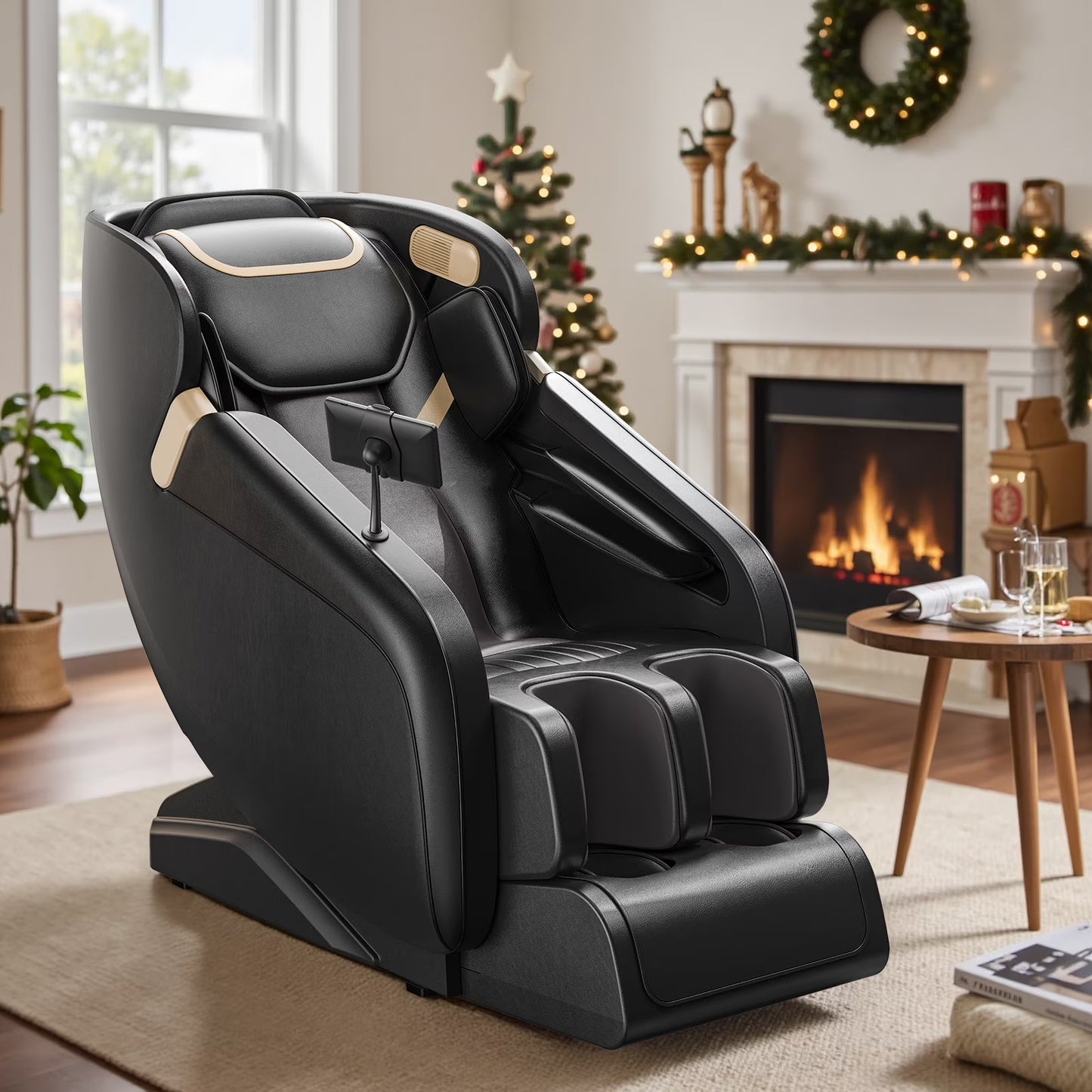 4D Massage Chair Full Body, Zero Gravity Massage Chair with Heat and Foot Massage with Airbags, Kneading, Bluetooth, LCD Touch Control - Black
